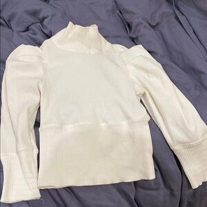 Free People Puff Sleeve Cream Sweater